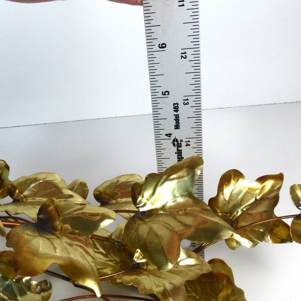 Home Interiors Vintage Ivy Leaf Branch Brass Gold Toned Metal Wall Decor 2 Piece